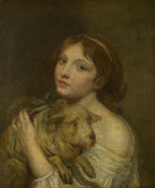 Jean-Baptiste Greuze: 'A Girl with a Lamb'