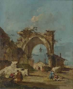 Francesco Guardi: 'A Caprice with a Ruined Arch'