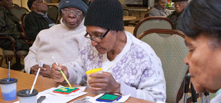 Pensioners on a table painting
