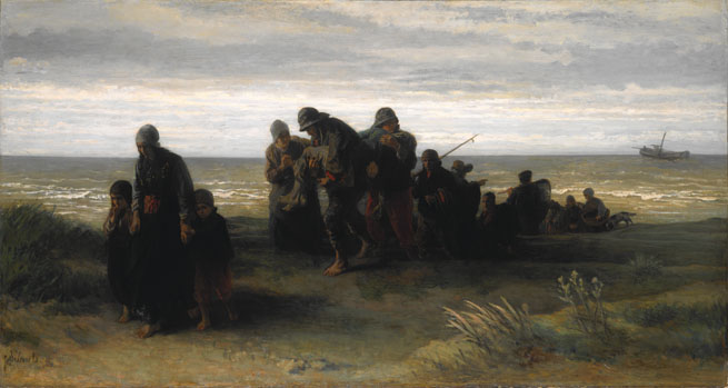 Jozef Israëls: 'Fishermen carrying a Drowned Man'