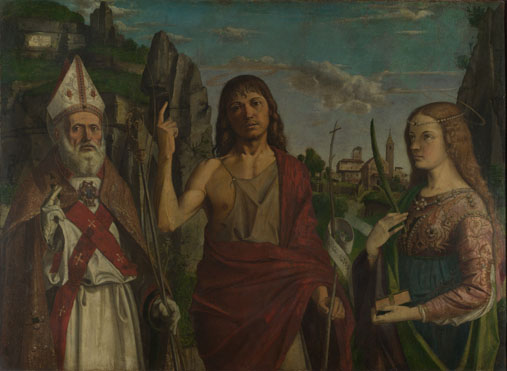 Bartolomeo Montagna: 'Saint Zeno, Saint John the Baptist and a Female Martyr'