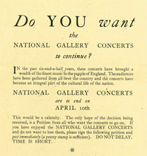Pamphlet protesting about the end of the concerts