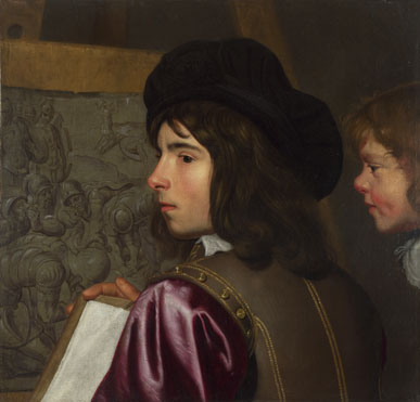 Attributed to Jacob van Oost the Elder: 'Two Boys before an Easel'
