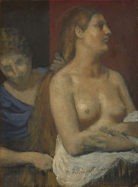 Pierre-Cécile Puvis de Chavannes: 'A Maid combing a Woman's Hair'