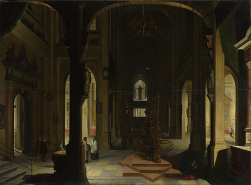 Imitator of Hendrick van Steenwyck the Younger: 'Interior of a Church at Night'