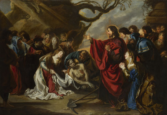 Attributed to Simon de Vos: 'The Raising of Lazarus'
