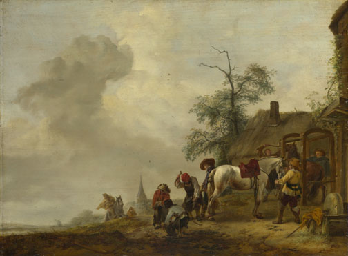 Philips Wouwermans: 'A Horse being Shod outside a Village Smithy'
