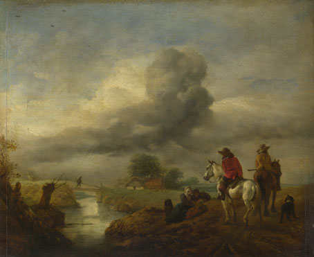 Philips Wouwermans: 'Two Vedettes on the Watch by a Stream'
