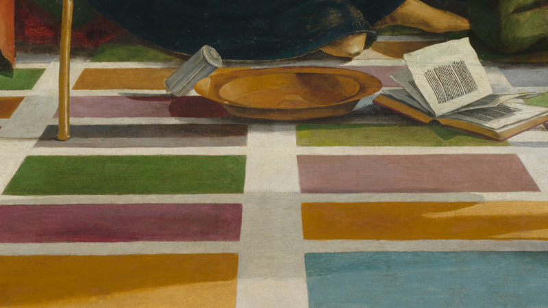 Detail of Luca Signorelli, 'The Circumcision', about 1490-1. A multicoloured tiled floor