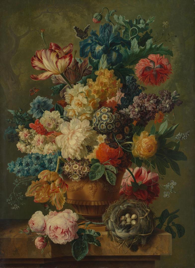 Flowers in a Vase by Paulus Theodorus van Brussel