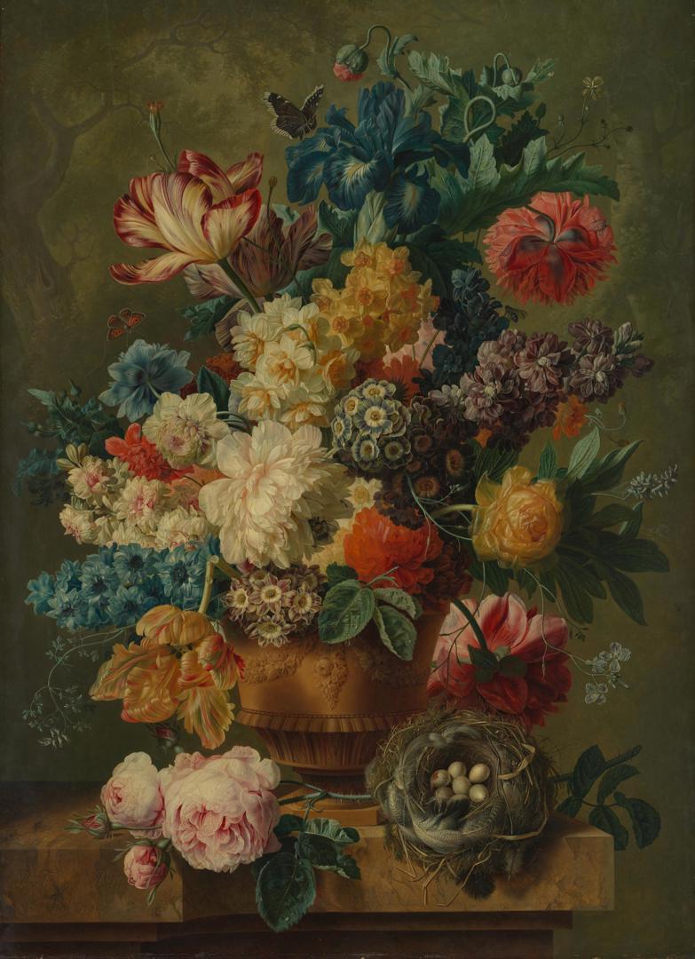 Flowers in a Vase by Paulus Theodorus van Brussel