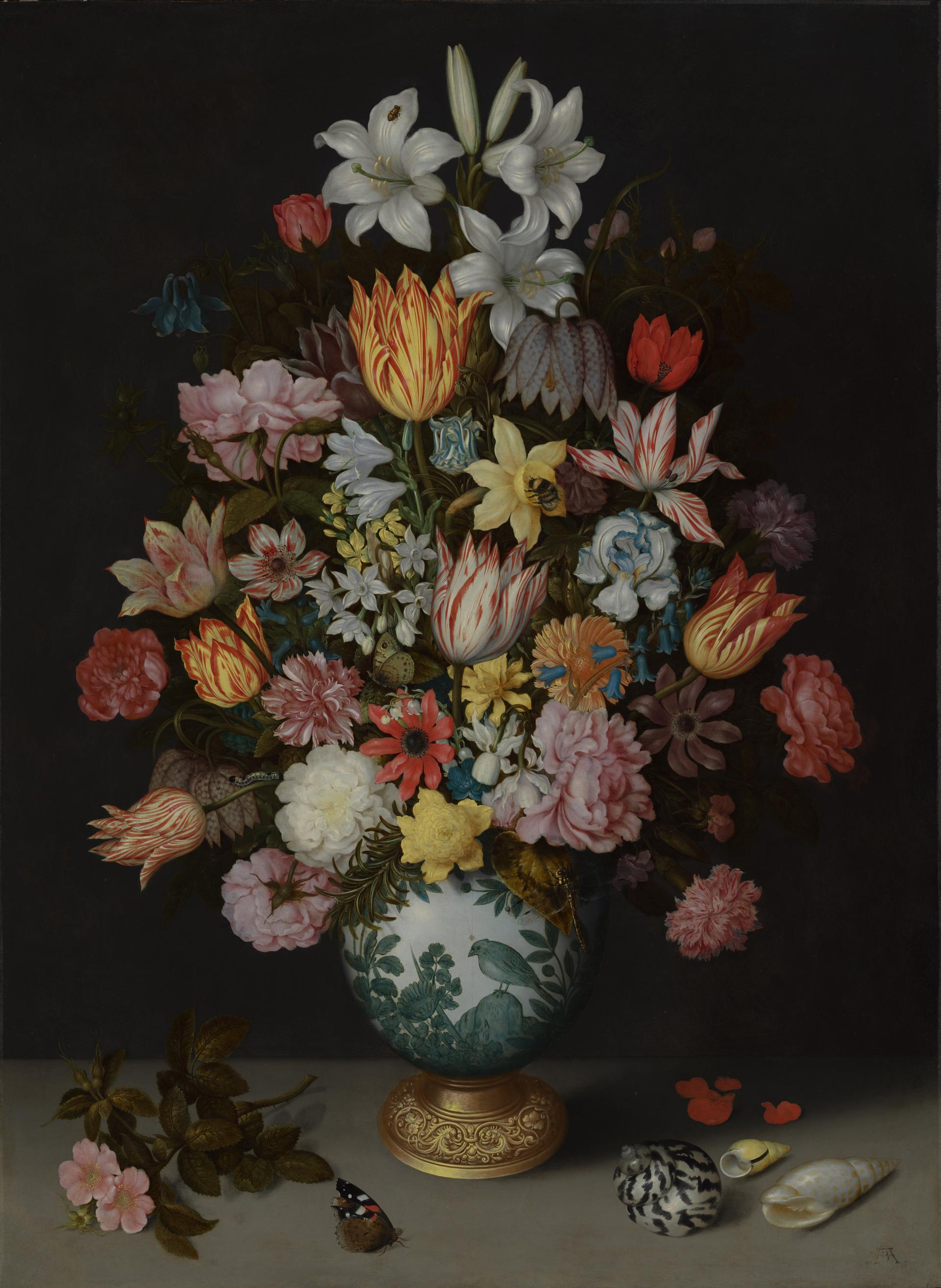 Ambrosius Bosschaert the Elder, 'A Still Life of Flowers in a Wan-Li Vase', 1609-10
