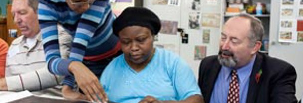 Artist Viyki Turnbull, Joana Ofori and Cllr Clive Furness enjoy the fruits of their work
