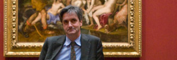 Dr Nicholas Penny in front of Diana and Actaeon