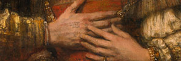 Detail from Rembrandt, 'Portrait of a Couple as Isaac and Rebecca, known as ‘The Jewish Bride’', about 1665 © Rijksmuseum, Amsterdam