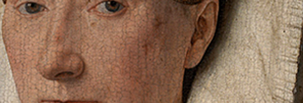 Details from Jan van Eyck, 'Margaret, the Artist’s Wife', 1439