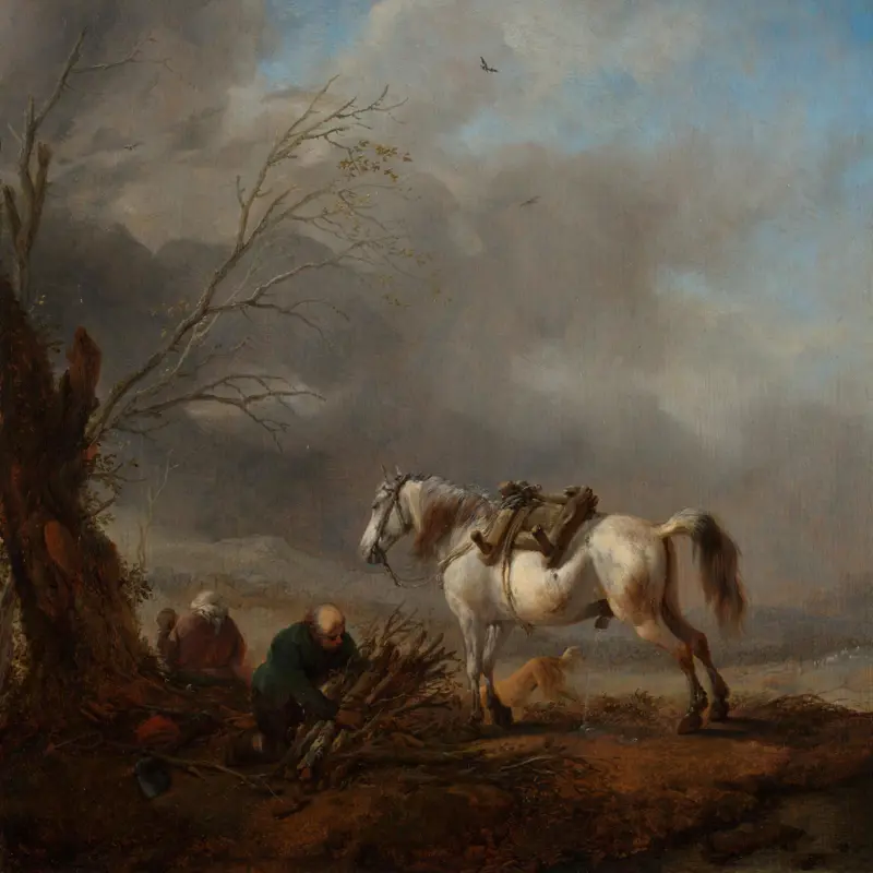 A White Horse, and an Old Man binding Faggots