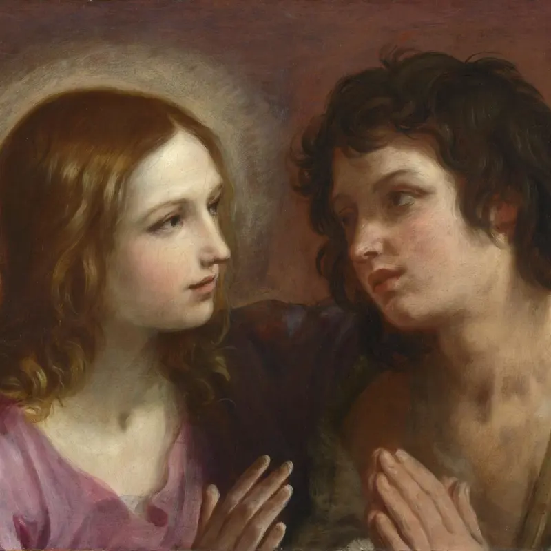 Christ embracing Saint John the Baptist