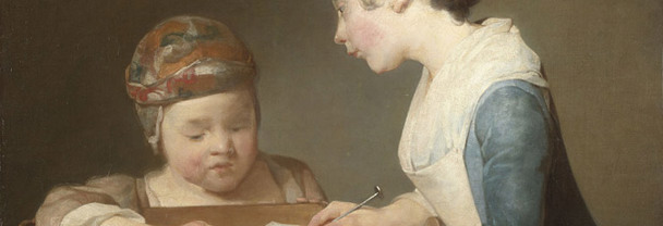 Detail from Jean-Siméon Chardin, The Young Schoolmistress, probably 1735-6