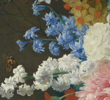 Detail from Jan van Huysum, 'Flowers in a Terracotta Vase', 1736-7