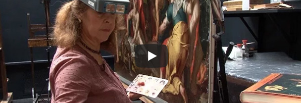 Restorer Jill Dunkerton at work