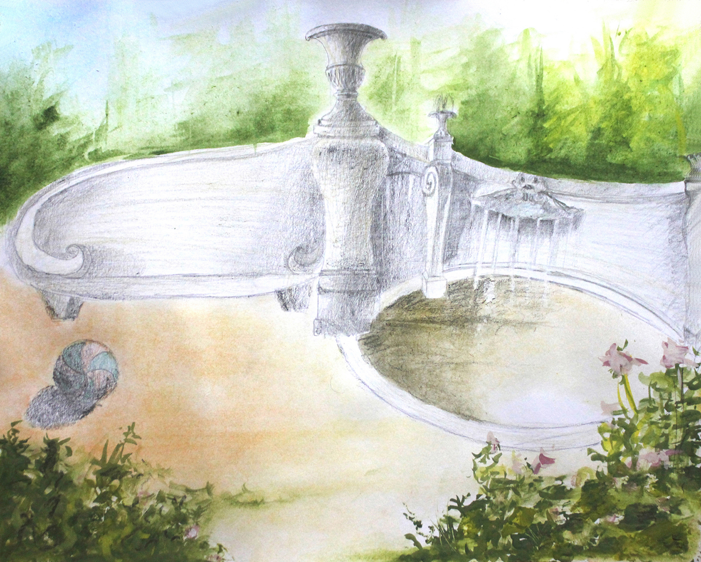 Lizt, aged 11, inspired by Nicolas Lancret, 'A Lady in a Garden taking Coffee with some Children'
