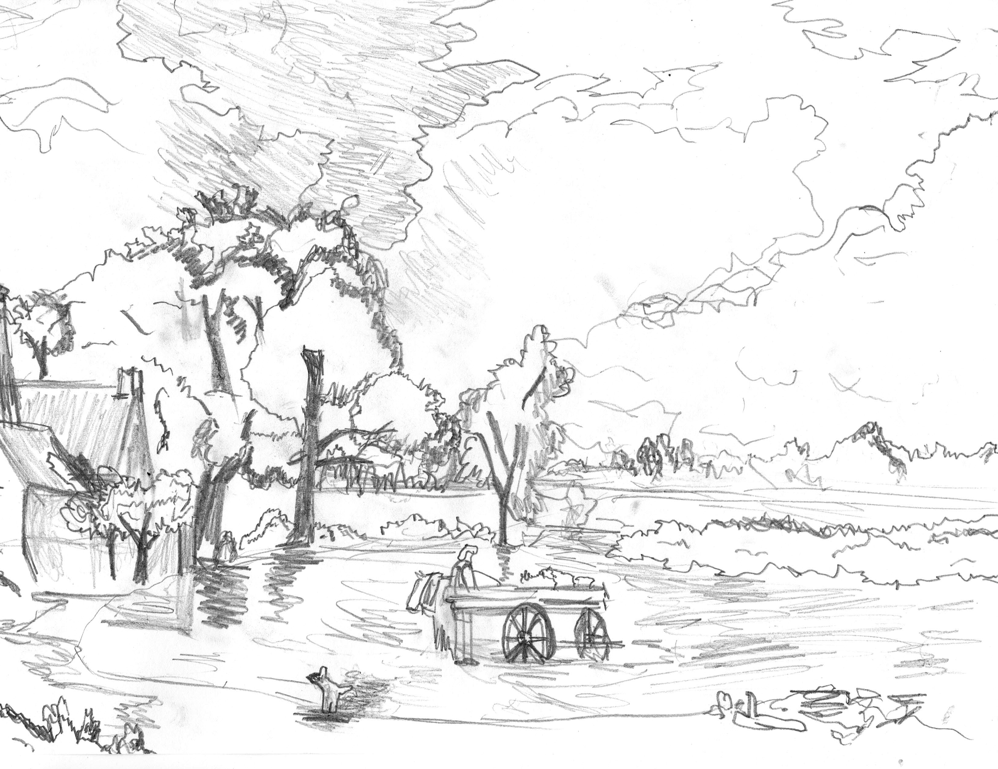 Luis, aged 12, inspired by John Constable, 'The Hay Wain'