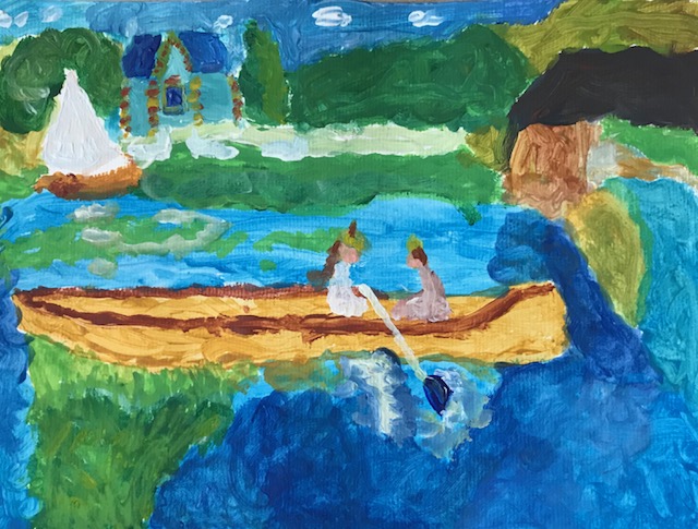 Nathan, aged 5, inspired by Pierre-Auguste Renoir, 'The Skiff (La Yole)'