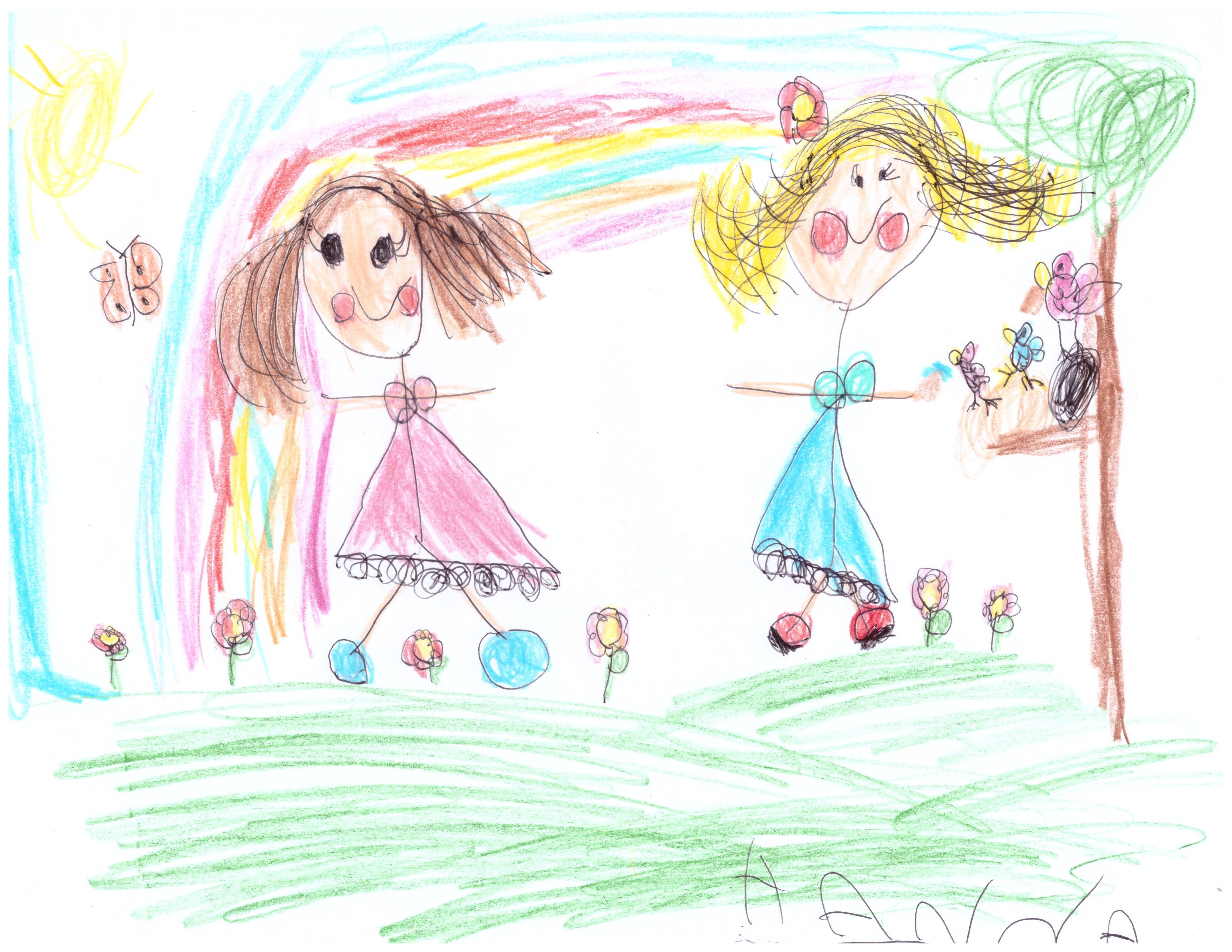 Hanna, aged 6, inspired by Thomas Gainsborough, 'The Painter's Daughters chasing a Butterfly'