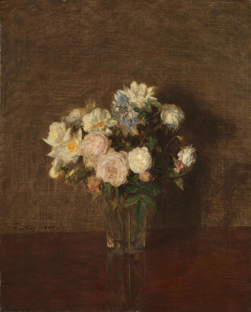 Roses by Ignace-Henri-Théodore Fantin-Latour