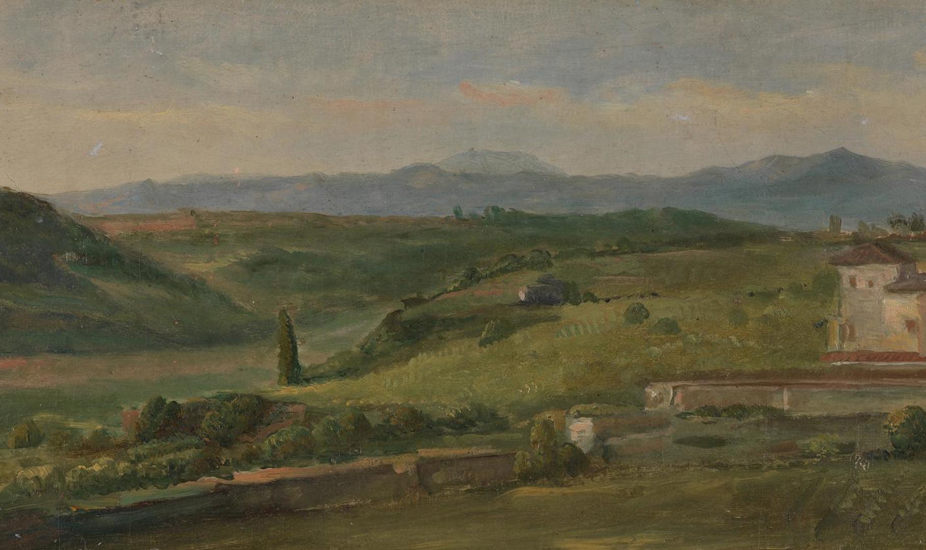 George Frederic Watts | Panoramic Landscape with a Farmhouse | L827 ...