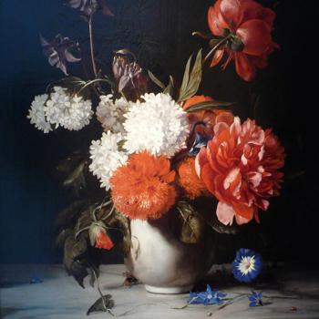 Flowers in a White Stone Vase