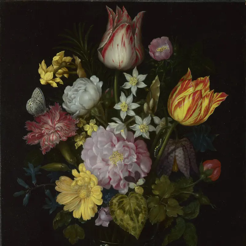 Flowers in a Glass Vase