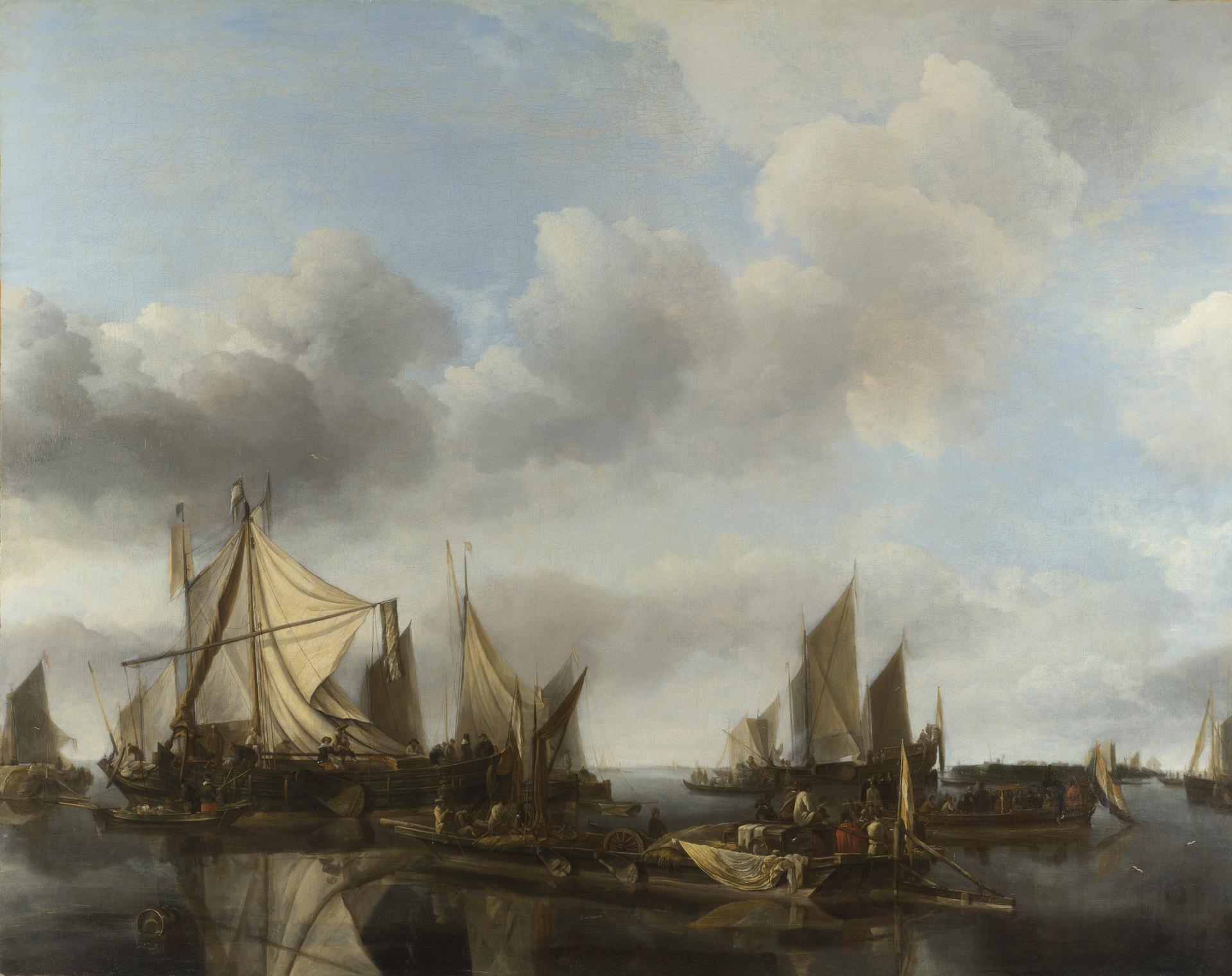 A River Scene with a Large Ferry