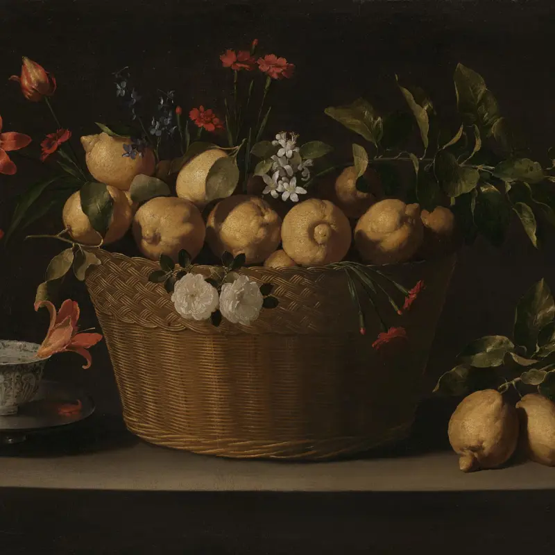 Still Life with Lemons in a Wicker Basket