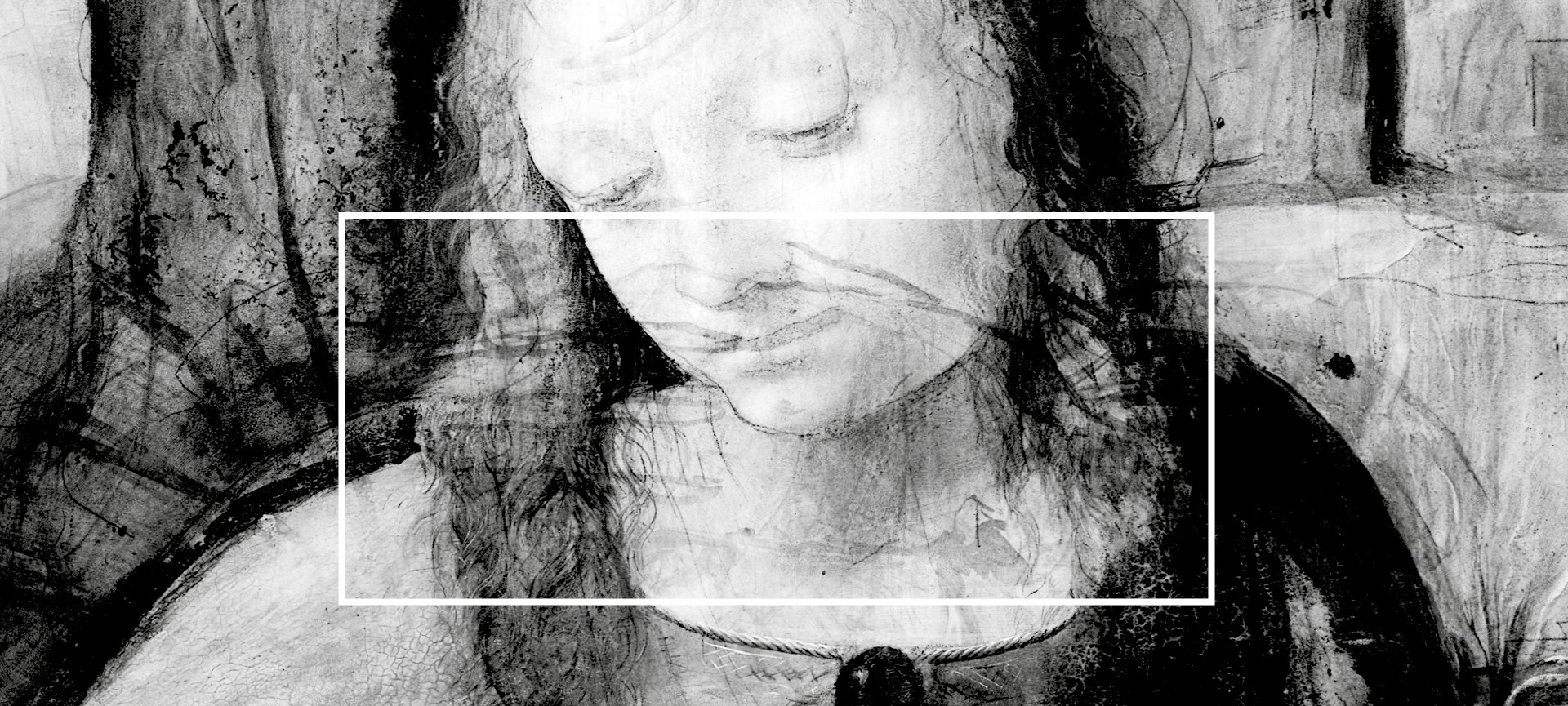 The drawing for the left hand of the Virgin from the initial composition as revealed in the IRR