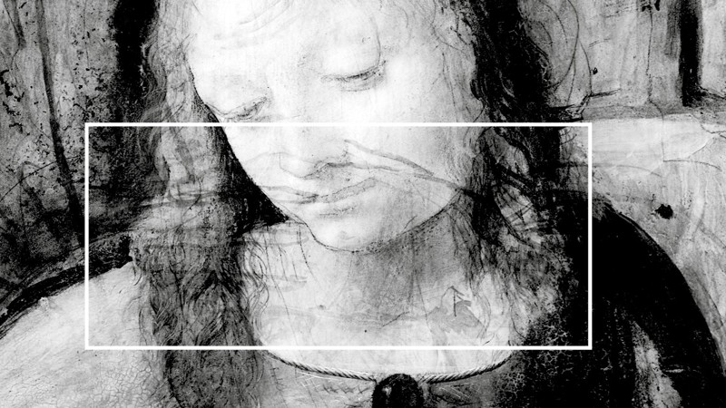 The drawing for the left hand of the Virgin from the initial composition as revealed in the IRR