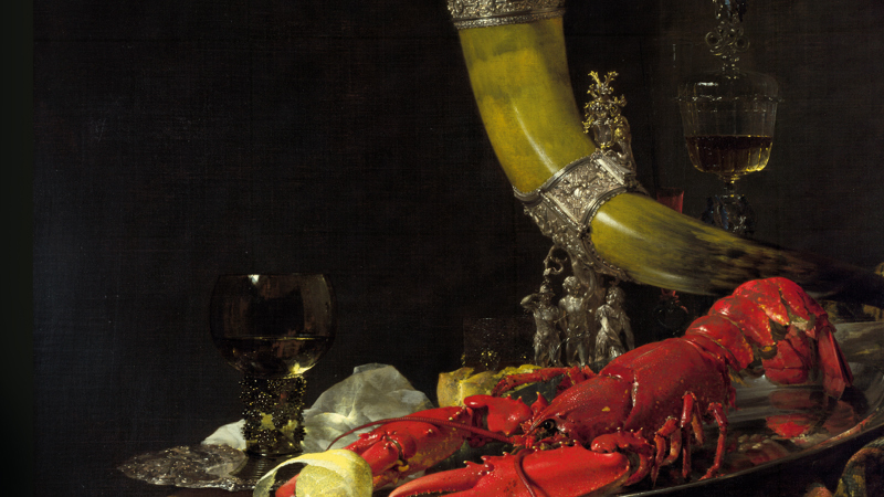 Detail of Willem Kalf, 'Still Life with Drinking-Horn', about 1653. Drinking horn.