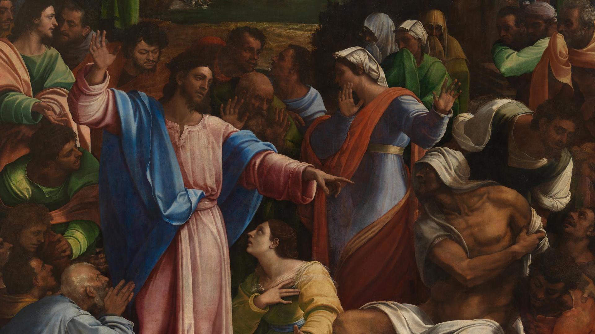 The Raising of Lazarus by Sebastiano del Piombo incorporating designs by Michelangelo