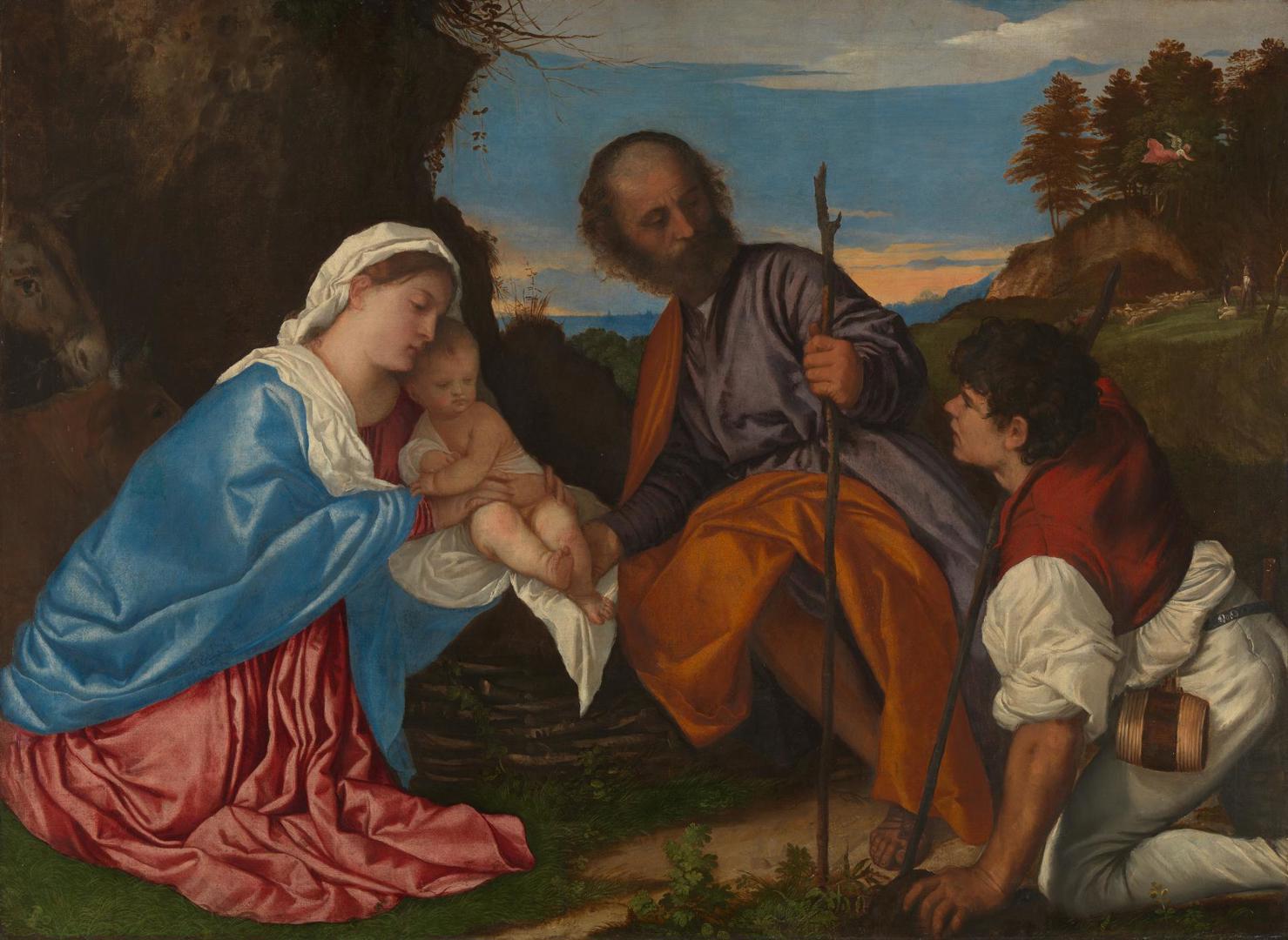 The Holy Family with a Shepherd by Titian