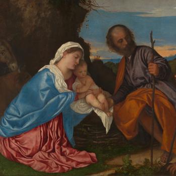 The Holy Family with a Shepherd