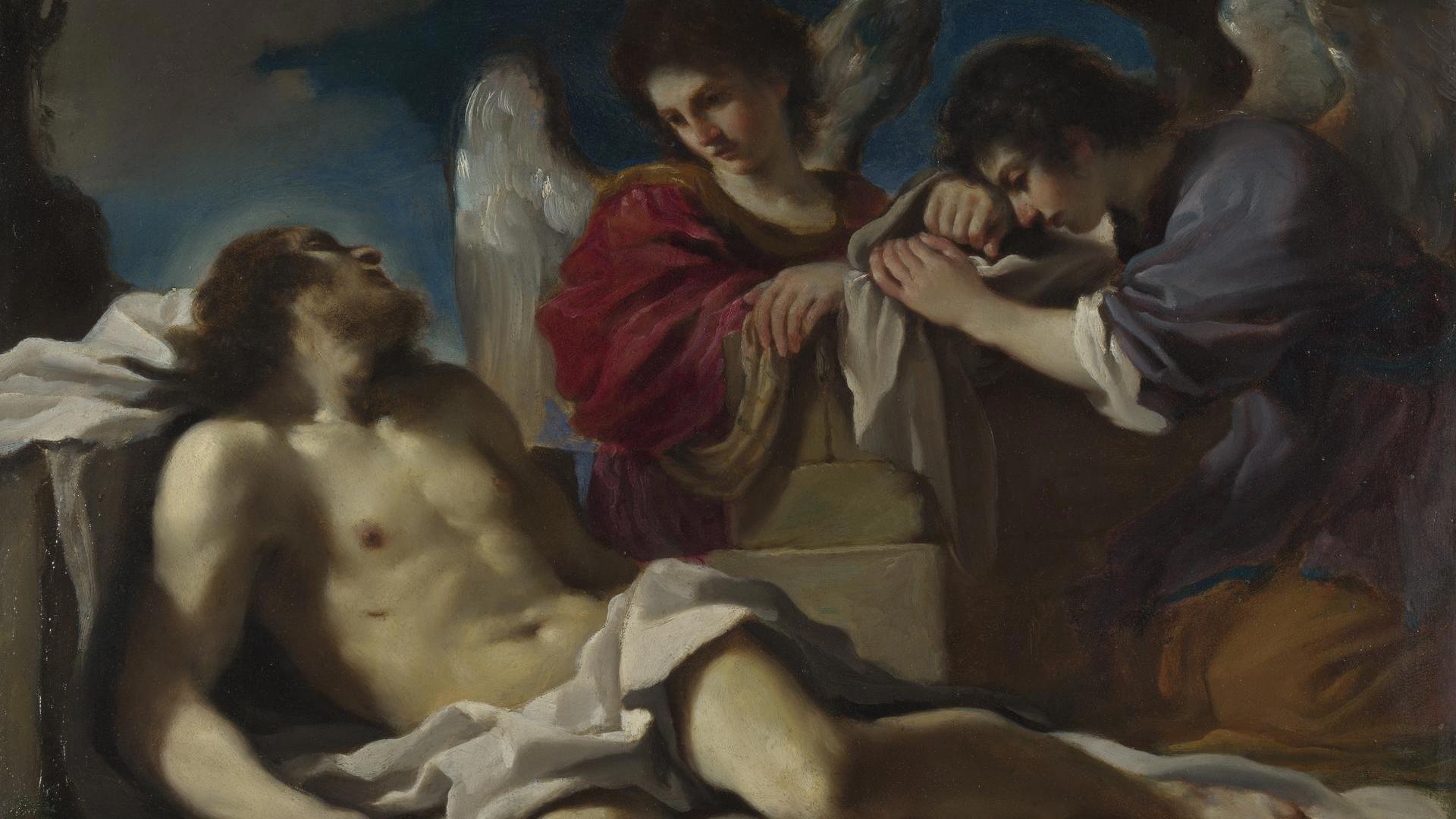 The Dead Christ mourned by Two Angels by Guercino