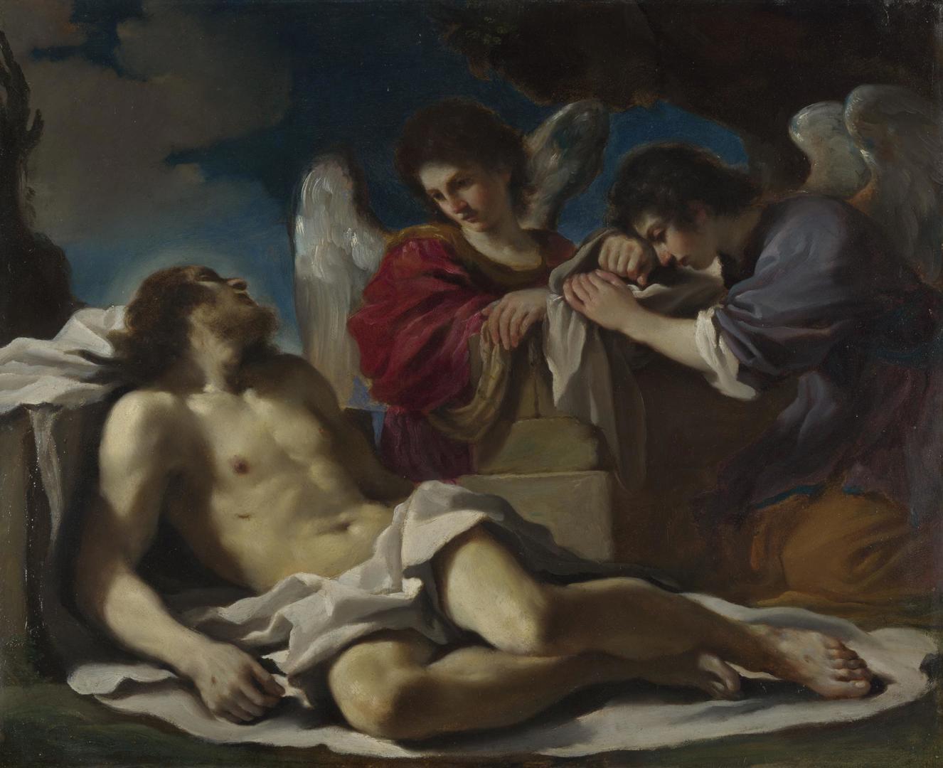 The Dead Christ mourned by Two Angels by Guercino