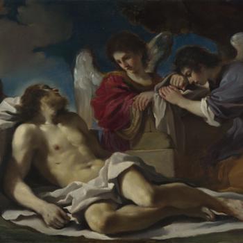 The Dead Christ mourned by Two Angels