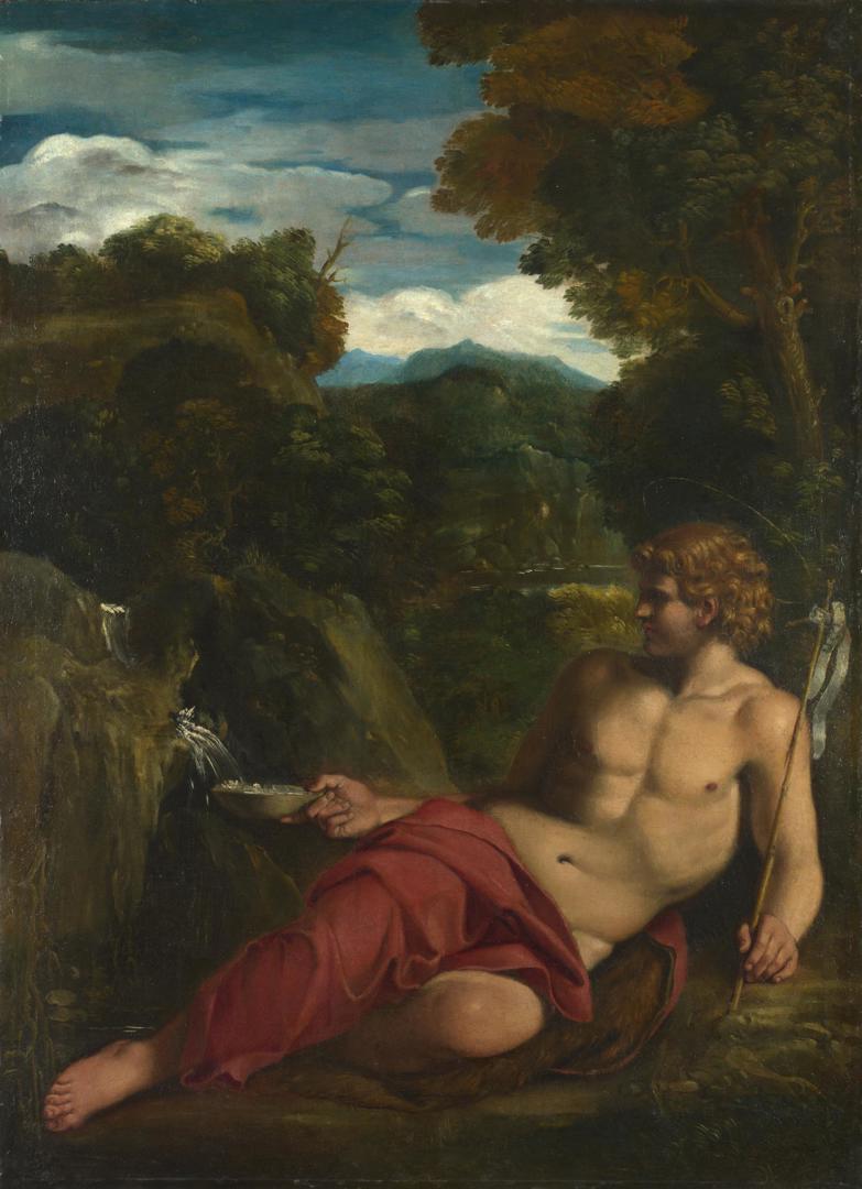 Saint John the Baptist seated in the Wilderness by Circle of Annibale Carracci