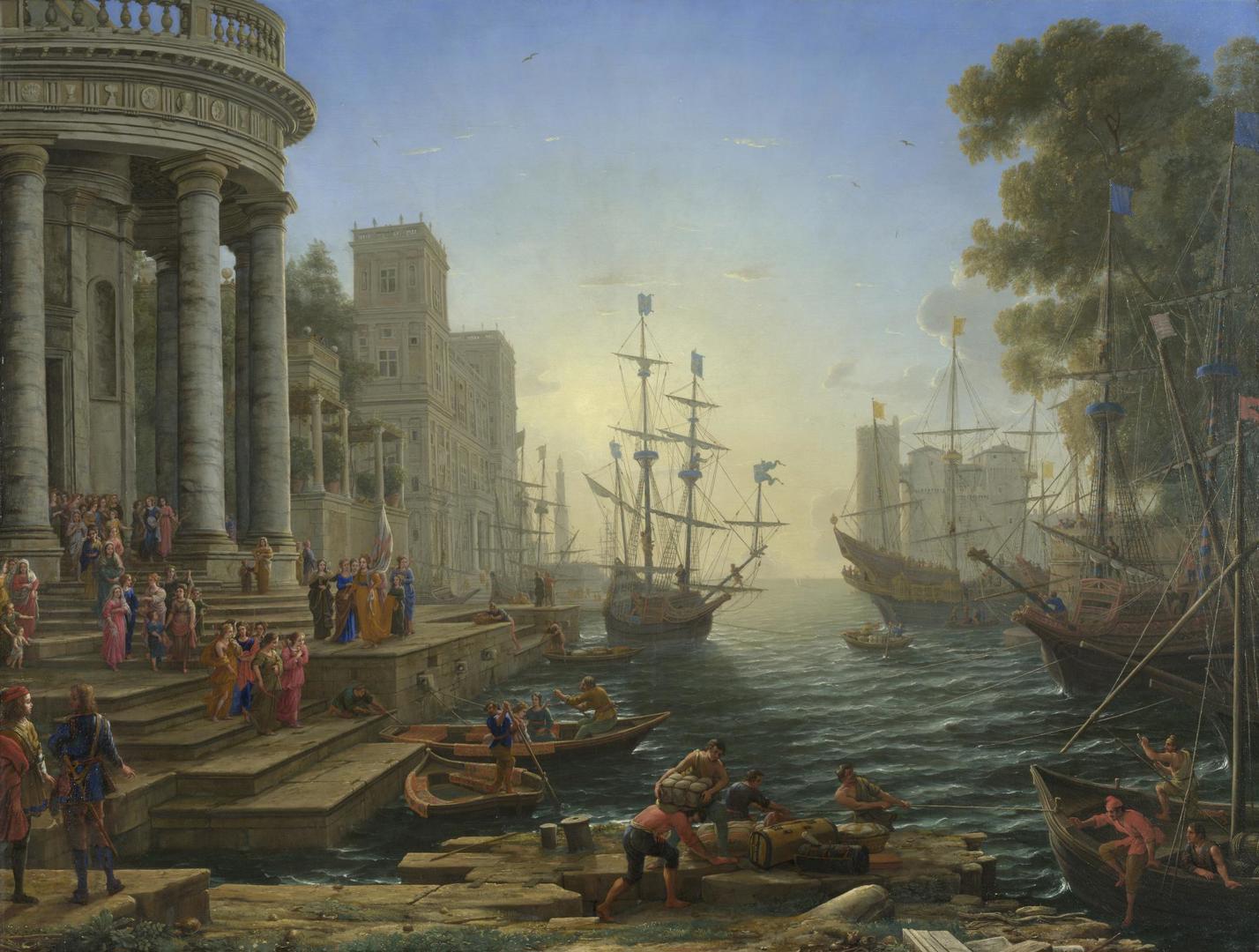Seaport with the Embarkation of Saint Ursula by Claude