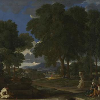 Landscape with a Man washing his Feet at a Fountain