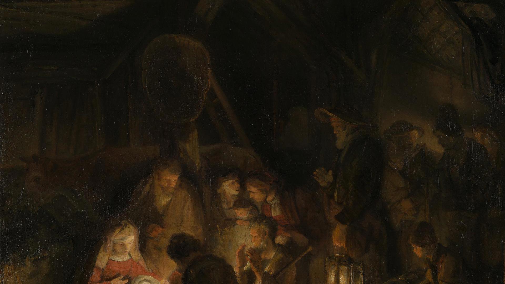 The Adoration of the Shepherds by Pupil of Rembrandt