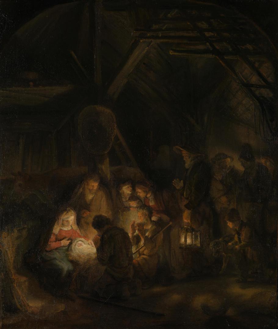 The Adoration of the Shepherds by Pupil of Rembrandt