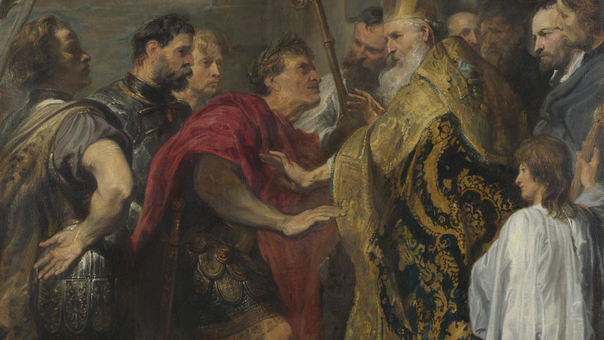 St Ambrose barring Theodosius from Milan Cathedral by Anthony van Dyck